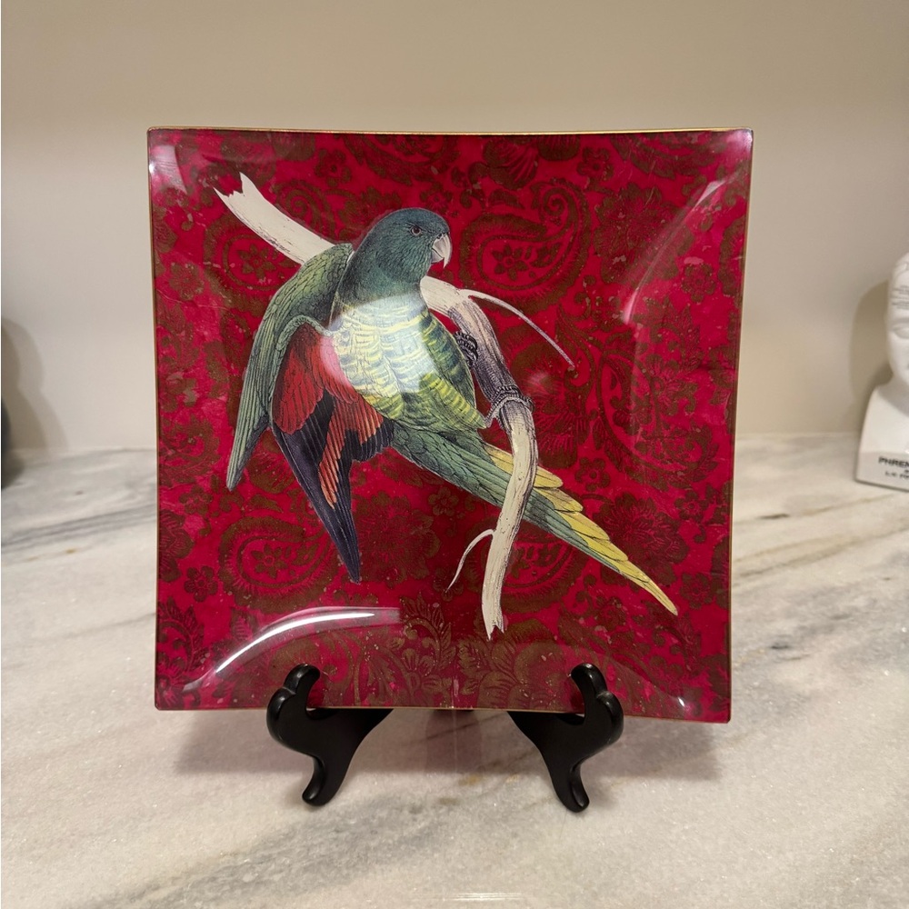 Signed Victoria Fischetti Decoupage Collection plate